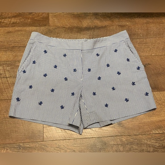 Brooks Brothers Striped Seersucker Embroidered 100% Cotton Shorts Size 8 - Picture 1 of 5